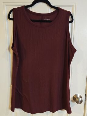 Lane Bryant Ribbed Tank Top in Deep Burgundy